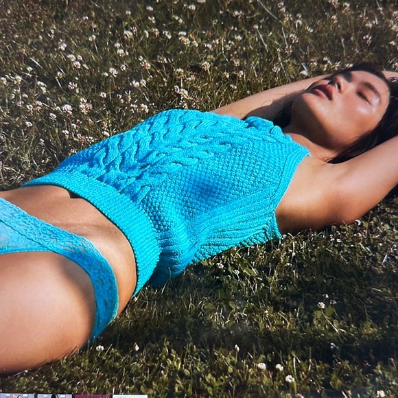 Pilcro Turquoise Cable knit halter top sweater - Picture 5 of 11